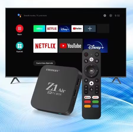 EMODERN Z1 AIR Android TV Box, Android 11.0 8 K Ultra HD Lecteur multimédia Allwinner h313 Double Bande WiFi 8K TV Box