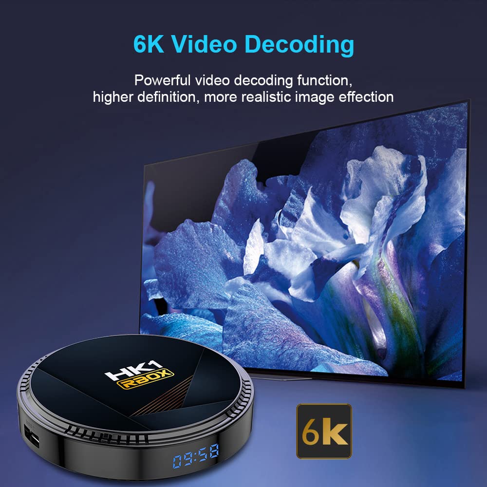 Android TV Box 11.0, Hk1 Rbox H8 4 Go De RAM 128 Go De ROM Avec H618 Quad-Core 64 Bits, Android Box Dual-Wifi 2,4 Ghz/5 Ghz BT 4.2 USB 3.0 3D 4K/6K Avec Mini Clavier Sans Fil,4gb+128gb