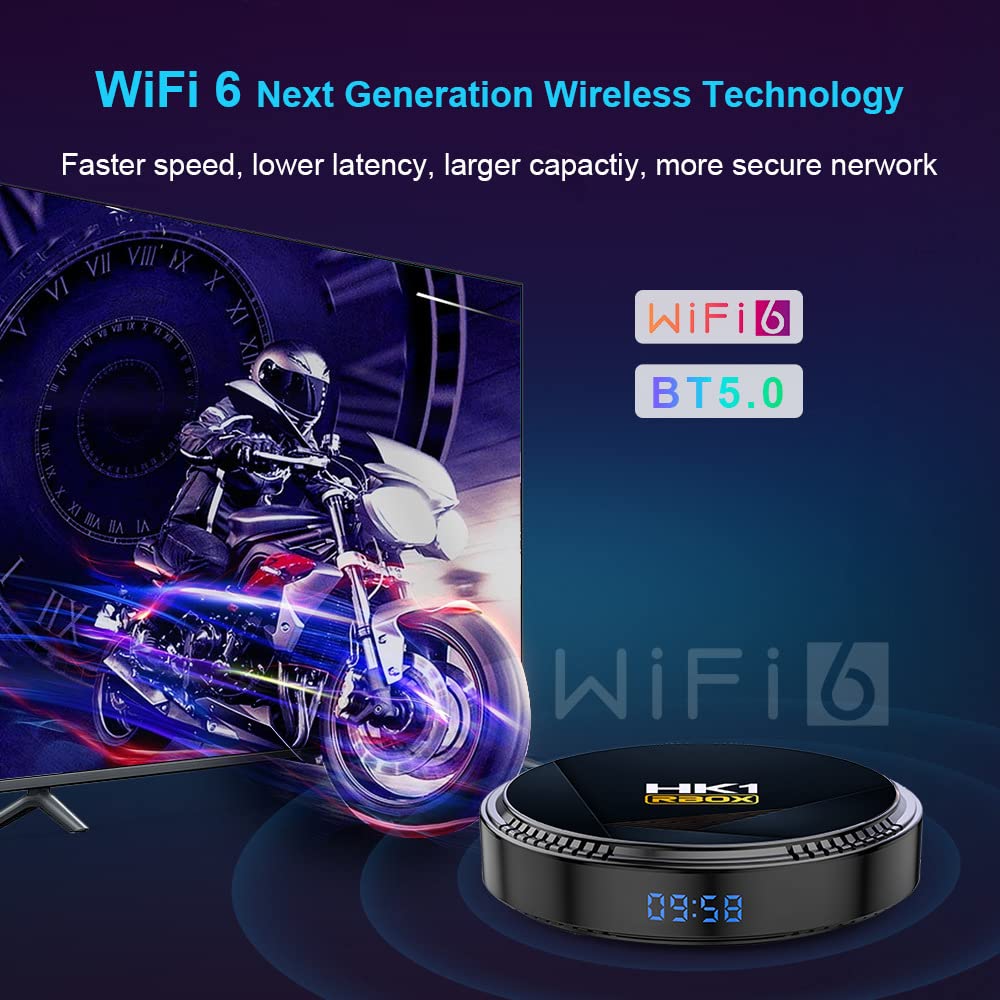 Android TV Box 11.0, Hk1 Rbox H8 4 Go De RAM 128 Go De ROM Avec H618 Quad-Core 64 Bits, Android Box Dual-Wifi 2,4 Ghz/5 Ghz BT 4.2 USB 3.0 3D 4K/6K Avec Mini Clavier Sans Fil,4gb+128gb